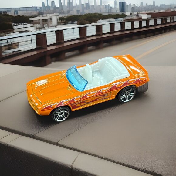 2006 Hot Wheels ‘69 Camaro Convertible Orange With Flames Graphics 1:64 Loose - Picture 1 of 7